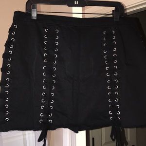 Forever 21 Black Lace-Up Skirt